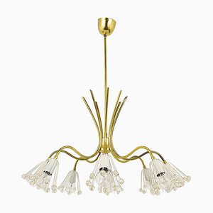 Modernist Brass Chandelier attributed to Emil Stejnar for Rupert Nikoll, Austria, 1950s