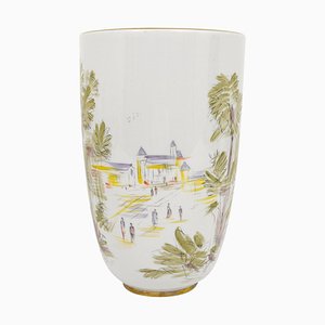 Grand Vase Mid-Century en Porcelaine Peint à la Main attribué à Hutschenreuther, 1950s