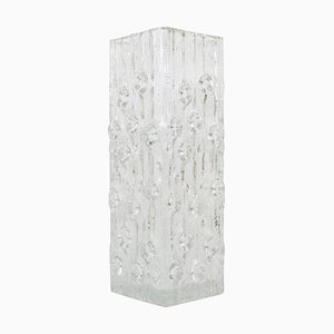 Modernist Square Ice Glass Vase from Peill & Putzler, Germany, 1970s