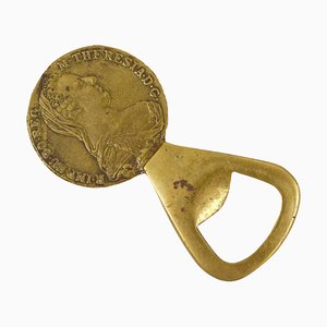 Brass Maria Theresia Coin Bottle Opener attributed to Carl Auböck, Austria, 1950s