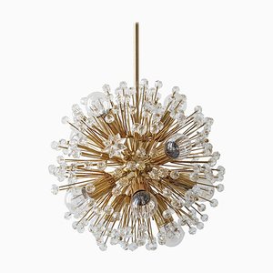 Gold-Plated Blowball Sputnik Pendant Light in the Style of Emil Stejnar, 1970s