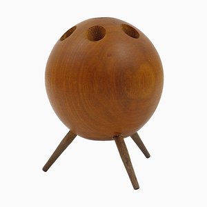 Walnut Ball Tripod Candleholder, Austria, 1950s