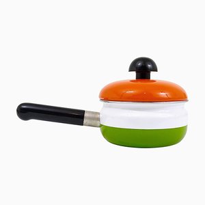 Pentola smaltata con coperchio attribuita a Carl Auböck per Riess, Austria, anni '70