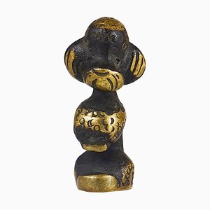 Brass Poodle Lucky Charm Figurine by Walter Bosse for Hertha Baller, Austria, 1950s