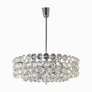 Large Round Chandelier with Diamond-Shaped Crystals from Bakalowits & Söhne, Austria, 1950s