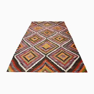 Alfombra Kilim vintage de lana geométrica