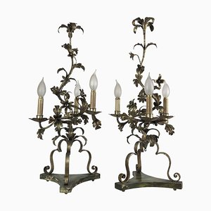 Table Silver Iron Candleholders, 1960s, Set of 2