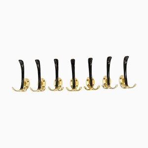 Aluminum Wall Hooks in Black and Gold Lacquered, Vienna, 1960s