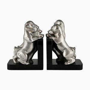Art Deco Hundebuchstützen aus Bronze von Alexandre Kelety, Frankreich, 1930er, 2er Set