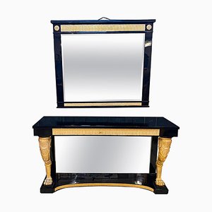 Consola barroca grande con espejo, años 50. Juego de 2