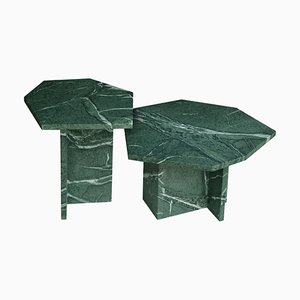 Tavolini da caffè Cupioli fatti a mano in marmo verde di Cupioli Living, set di 2