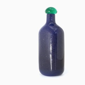 Blaue Glasflasche mit Stopfen von Barovier & Toso, 1980er