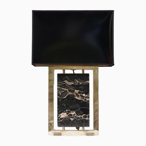 Portoro Marble and Brass Table Lamp, 2000s