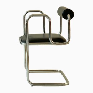 Small Vintage Chair in Skai and Chrome, 1970s