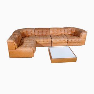 Ds 11 Patchwork Module Leather Sofa & Coffee Table from De Sede, 1970s, Set of 6