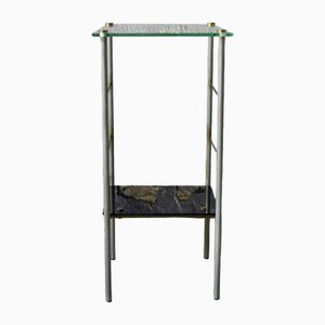 Tavolo Mid-Century in metallo e vetro, anni '50