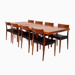 Teak Extendable Table with Chairs Model 77 by Niels Otto Møller for Mk Craftmanship, Denmark, 1959, Set of 9