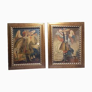 Harquebusier Angels, 1960s, Oil on Canvas Paintings, Framed, Set of 2