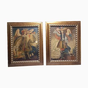 Harquebusier Angels, anni '60, Dipinti a olio su tela, con cornice, set di 2