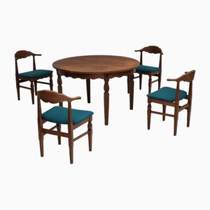 Danish Table and Chairs by Henning Kjærnulf, 1960s, Set of 5