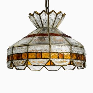 Große italienische Poliarte Glas Deckenlampe, 1960er