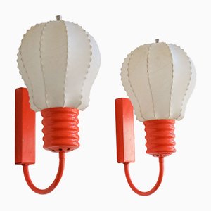 Italian Cocoon Wall Lamps, 1960s, Set of 2