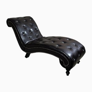 Vintage Chesterfield Style Chaise Lounge in Imitation Leather, 1990s
