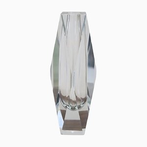 Jarrón transparente de vidrio artístico atribuido a Flavio Poli para A. Mandruzzato, años 60