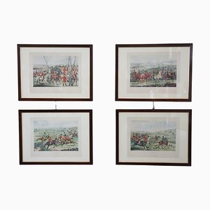 Henry Thomas Alken, Fox Hunting, Antique Watercolor Etchings, 19th Century, Framed, Set of 4