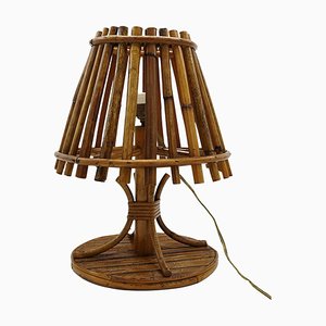 Vintage Italian Table Lamp in Rattan and Bamboo, 1960s
