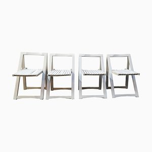 Italian White Trieste Folding Chairs by Aldo Jacober for Bazzani, 1970s, Set of 4
