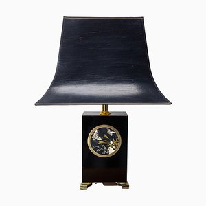 Mid-Century French Table Lamp in Black & Butterflies, 1970s