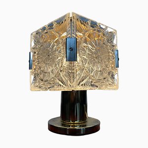 Crystal Glass Table Lamp attributed to Kamenicky Senov, 1970s