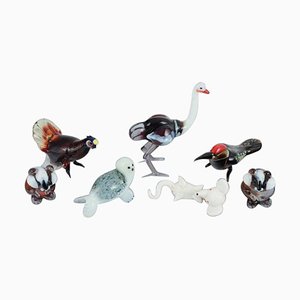 Italian Miniature Animal Glass Figurines, 1960s, Set of 6