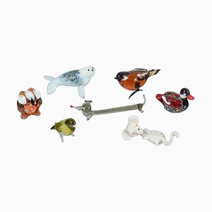 Italian Miniature Animal Glass Figurines, 1960s, Set of 6