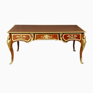 Antiker Louis XV Schreibtisch aus Holz & Leder