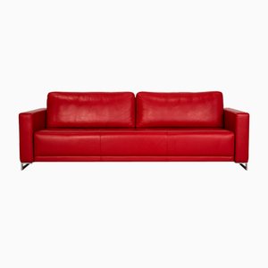 Vida Three-Seater Sofa in Red Leather Rolf Benz