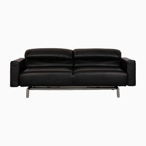 Three-Seater Matteo Sofa in Black Leather from Strässle