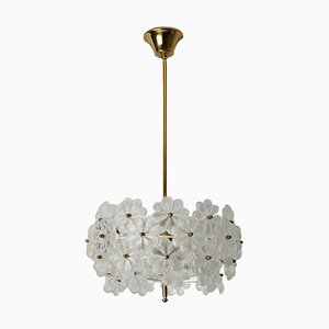 German Crystal Flower Chandelier from Ernst Palme, 1970s