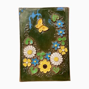 Azulejo de pared con placa floral Mid-Century de Jie Gantofta, Sweden, años 70