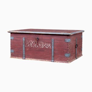 Early 19th Century Painted Pine Blanket Box