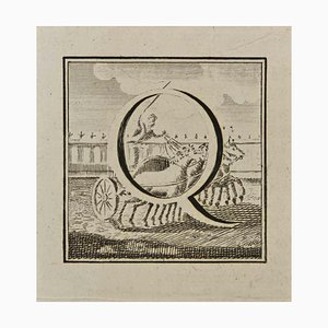 Luigi Vanvitelli, Letter of the Alphabet Q, Etching, 18th Century