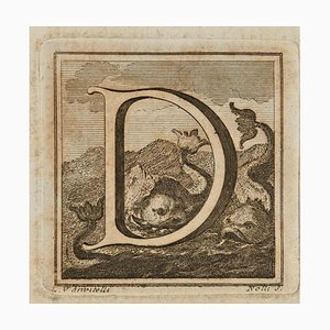 Luigi Vanvitelli, Letter of the Alphabet D, Etching, 18th Century