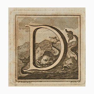 Luigi Vanvitelli, Lettre de l'Alphabet D, Eau-forte, 18ème Siècle