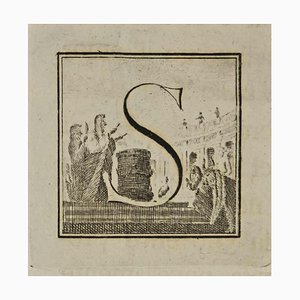 Luigi Vanvitelli, Letter of the Alphabet S, Etching, 18th Century