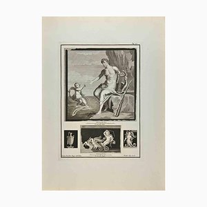 Giuseppe Aloja, Heracles and Cupid, Etching, 18th Century