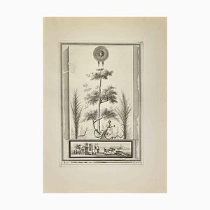 Filippo Morghen, Medusa Head and Roman Garden, Etching, 18th Century