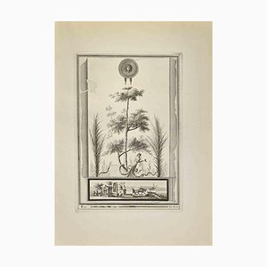 Filippo Morghen, Testa di Medusa e giardino romano, Acquaforte, XVIII secolo