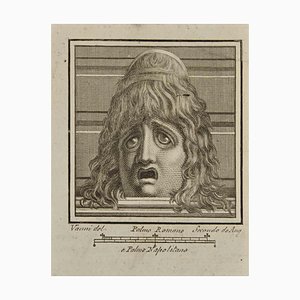 Nicola Vanni, Maschera tragica in stile pompeiano, Acquaforte, XVIII secolo