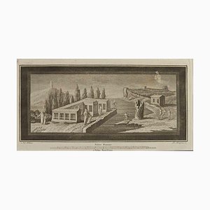 Pietro Campana, Alluvione in antico borgo romano, Acquaforte, XVIII secolo